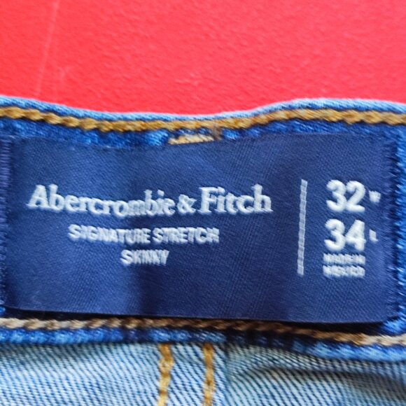 Abercrombie & Fitch jeans signature stretch skinny blue men's size W32 L34 - Picture 6 of 9